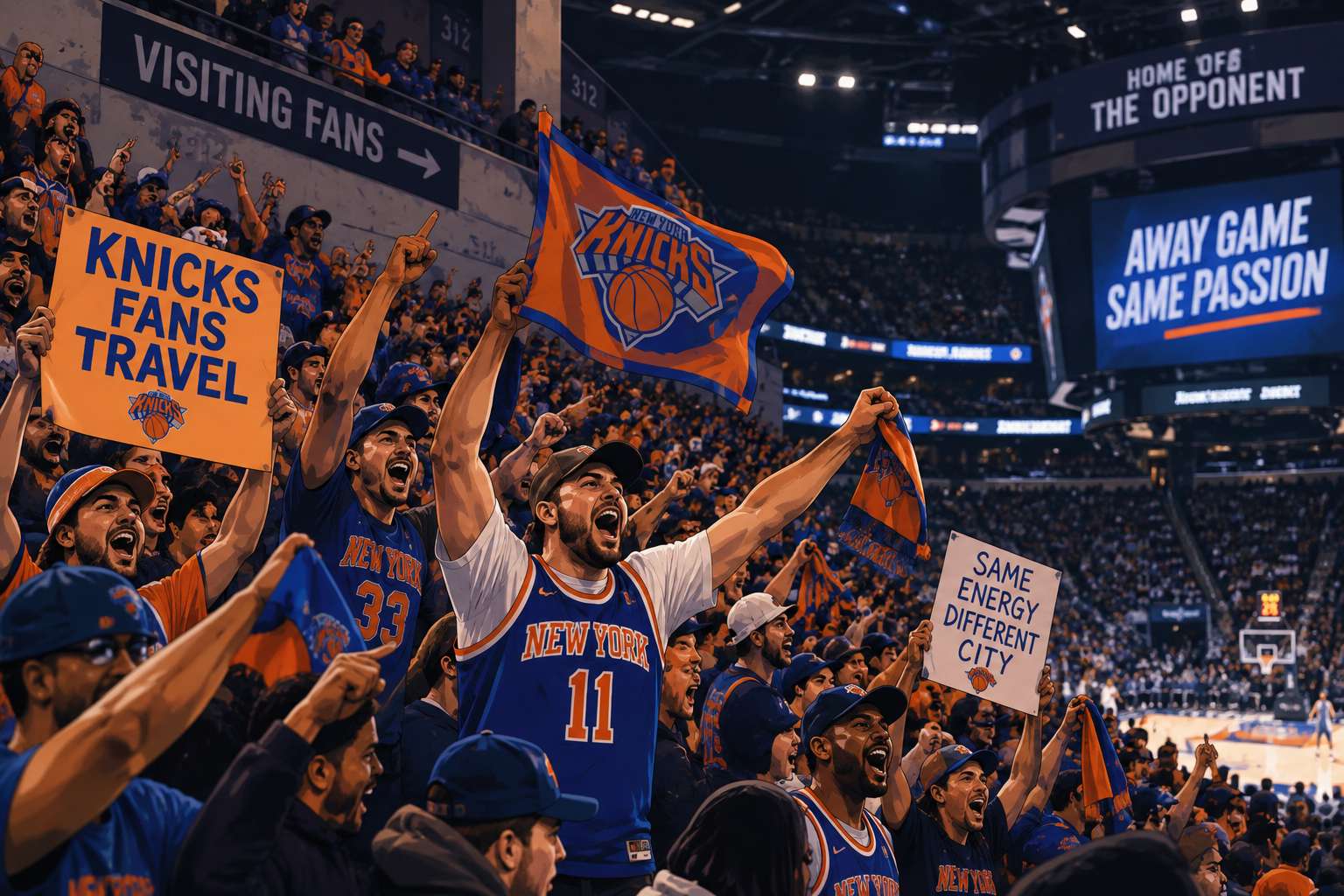 Torcida do Knicks em jogo fora de casa